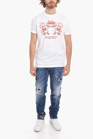 Crew Neck PIZZA Cool Fit Cotton T-Shirt