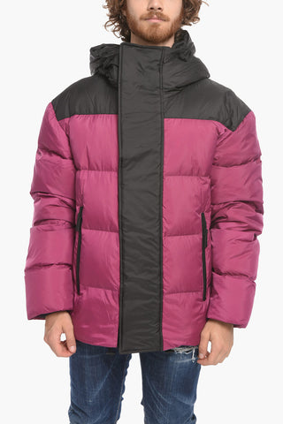 Two Tone HOOD PUFF Down Jacket with Velcro Closure