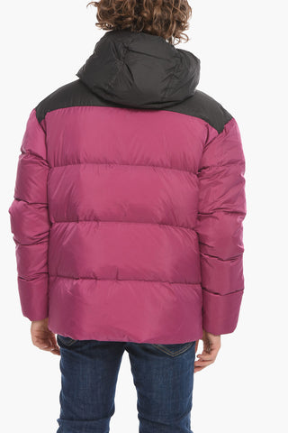 Two Tone HOOD PUFF Down Jacket with Velcro Closure