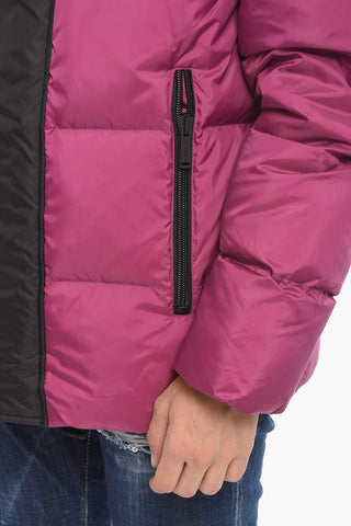 Two Tone HOOD PUFF Down Jacket with Velcro Closure