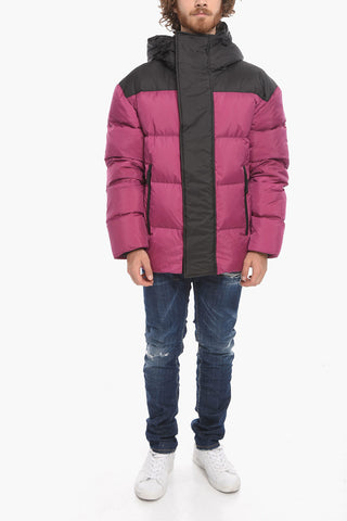 Two Tone HOOD PUFF Down Jacket with Velcro Closure