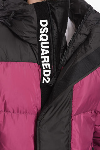Two Tone HOOD PUFF Down Jacket with Velcro Closure