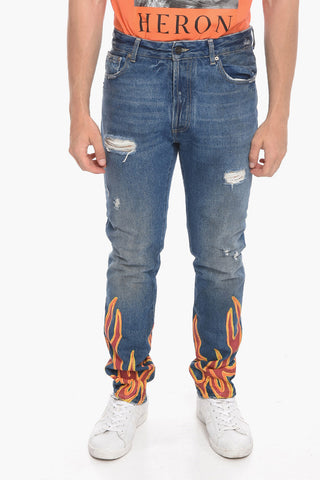 Printed-edge FLAME Regular Fit Denims 17cm