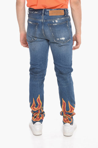 Printed-edge FLAME Regular Fit Denims 17cm