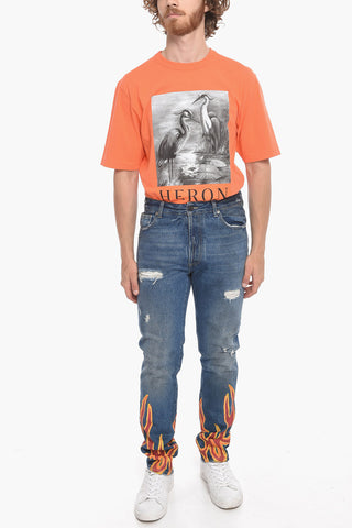 Printed-edge FLAME Regular Fit Denims 17cm