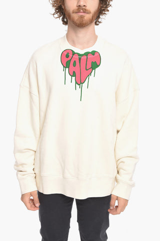 Crew Neck SPRAY HEART Brushed Cotton Hoodie