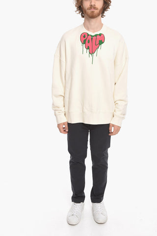 Crew Neck SPRAY HEART Brushed Cotton Hoodie