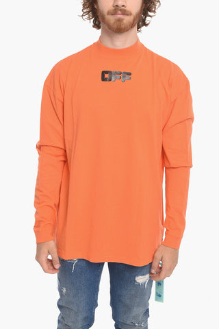 T-Shirt Mock Neck ARROW FONT in Cotone