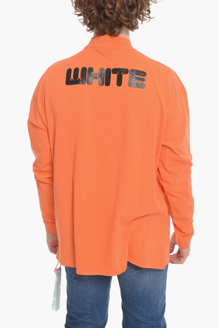 T-Shirt Mock Neck ARROW FONT in Cotone