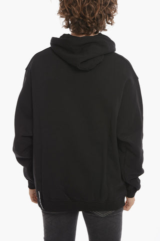 Fleeced-cotton Hoodie with Logo Print