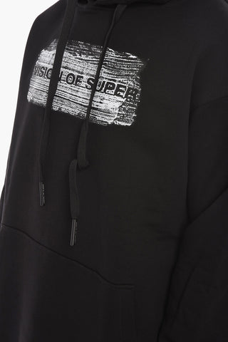 Fleeced-cotton Hoodie with Logo Print