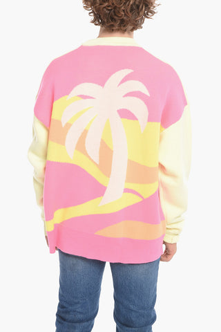 Crew Neck INTARSIA PALM Wool Pullover