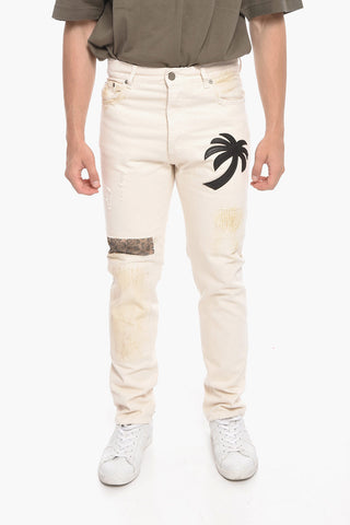 Lived-in Slim Fit Denims with Leather Logo Patch 17cm