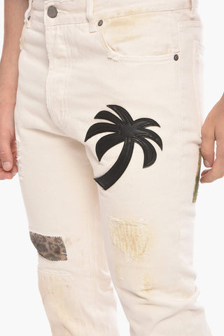 Lived-in Slim Fit Denims with Leather Logo Patch 17cm
