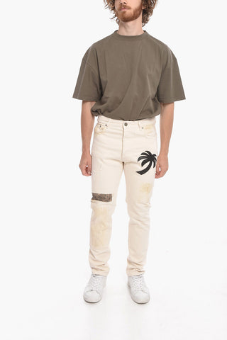 Lived-in Slim Fit Denims with Leather Logo Patch 17cm