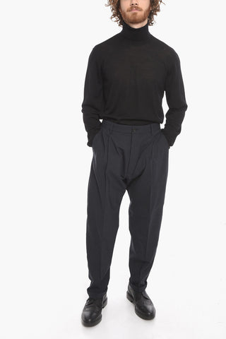 Single-pleated Wool Blend ROLL UP Cuffed Pants