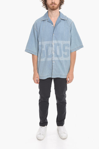 Printed Logo Denim Shirt