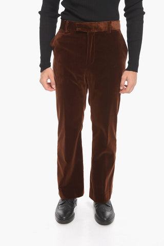 Belt Loops Velvet Bootcut Pants