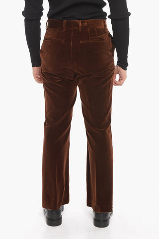 Belt Loops Velvet Bootcut Pants