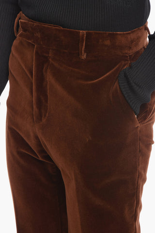 Belt Loops Velvet Bootcut Pants