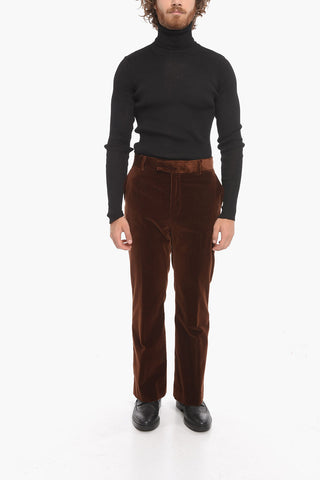 Belt Loops Velvet Bootcut Pants