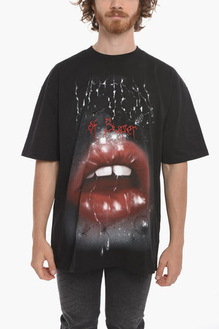 Crewneck T-shirt with Lip-print