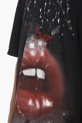 Crewneck T-shirt with Lip-print