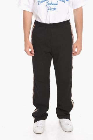 Cotton Blend Sweatpants with Side Logo Bands