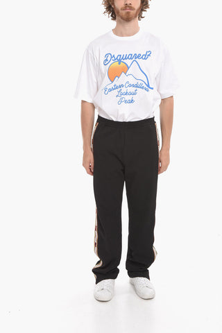 Cotton Blend Sweatpants with Side Logo Bands