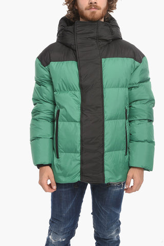 Two Tone HOOD PUFF Down Jacket with Velcro Closure