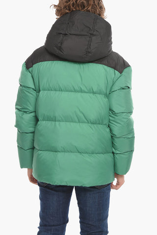 Two Tone HOOD PUFF Down Jacket with Velcro Closure