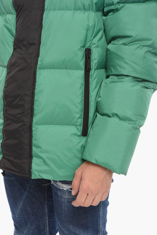 Two Tone HOOD PUFF Down Jacket with Velcro Closure
