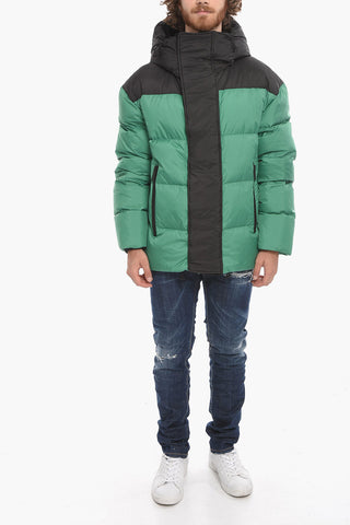 Two Tone HOOD PUFF Down Jacket with Velcro Closure