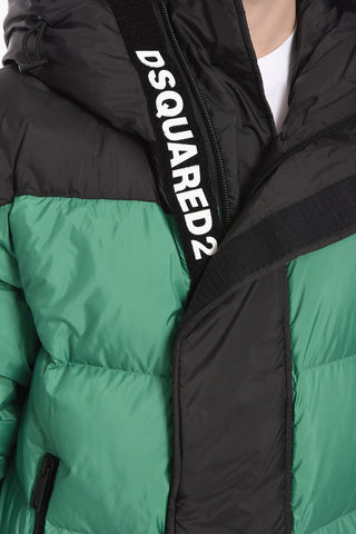 Two Tone HOOD PUFF Down Jacket with Velcro Closure