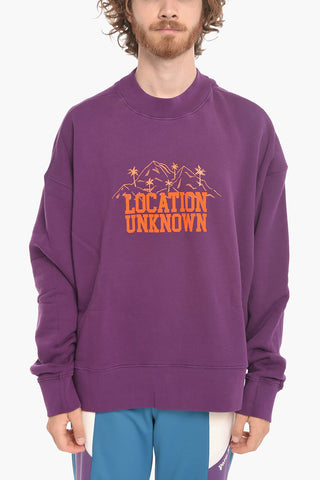 Felpa Girocollo LOCATION UKNOWN con Stampa Fluo