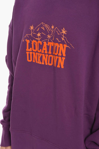 Felpa Girocollo LOCATION UKNOWN con Stampa Fluo