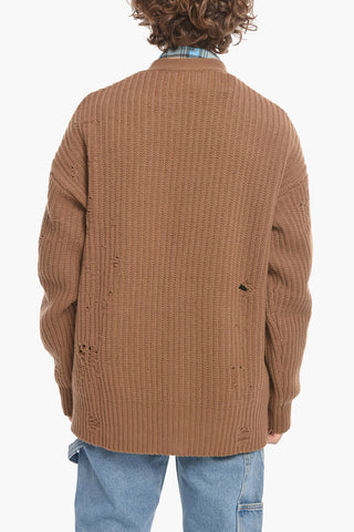Cardigan in Lana Distressed con Tasche