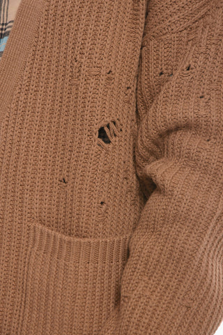 Cardigan in Lana Distressed con Tasche