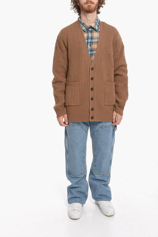 Cardigan in Lana Distressed con Tasche