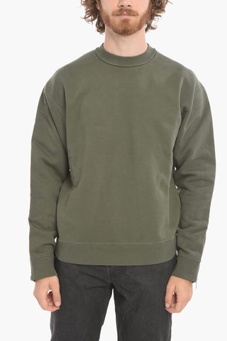 Felpa in Cotone Garzato con Zip sulle Maniche
