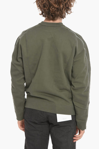 Felpa in Cotone Garzato con Zip sulle Maniche
