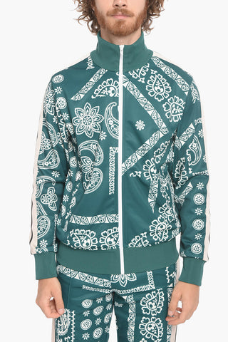 Mock Neck BANDANA Front Zipped Sweatshirt