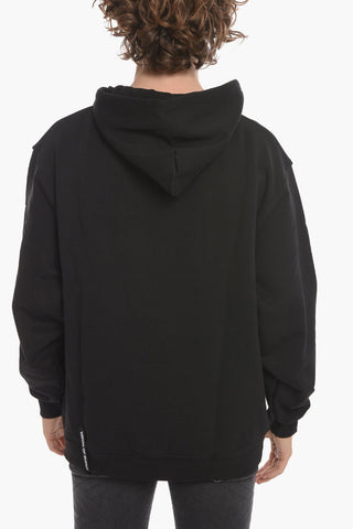 Fleeced-cotton Hoodie with Logo Print