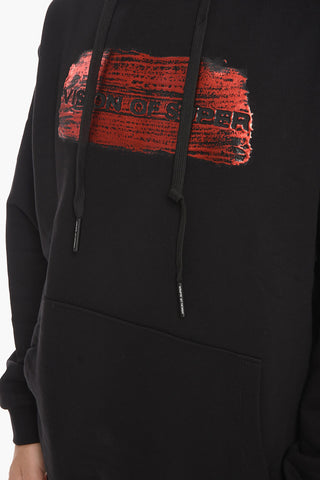 Fleeced-cotton Hoodie with Logo Print
