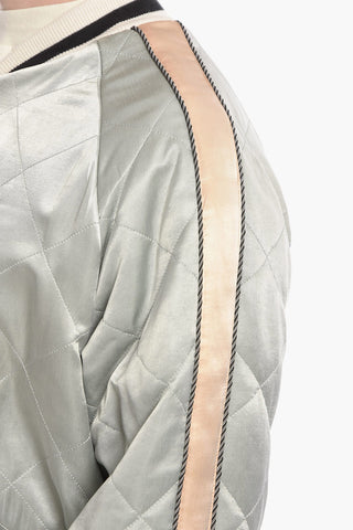 Embroidered LIFE IS PALM Quilted Bomber Jacket