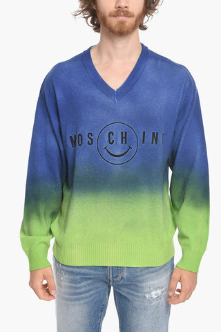 COUTURE! Cashmere-blend V-neck Sweater with Embroidered Logo