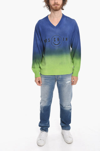 COUTURE! Cashmere-blend V-neck Sweater with Embroidered Logo
