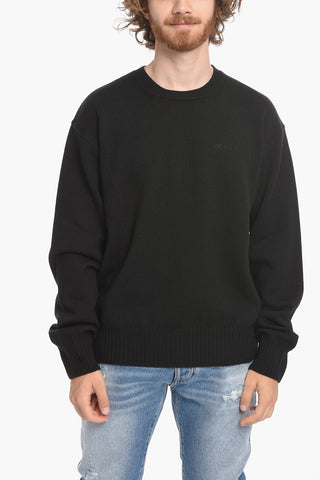 PERMANENT Crew Neck Wool Sweater with Embroidered Logo