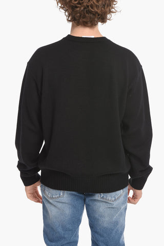 PERMANENT Crew Neck Wool Sweater with Embroidered Logo
