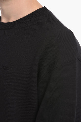 PERMANENT Crew Neck Wool Sweater with Embroidered Logo